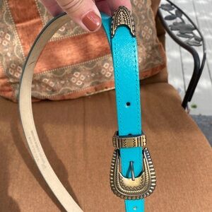 Leather Bonded Turquoise Look Belt